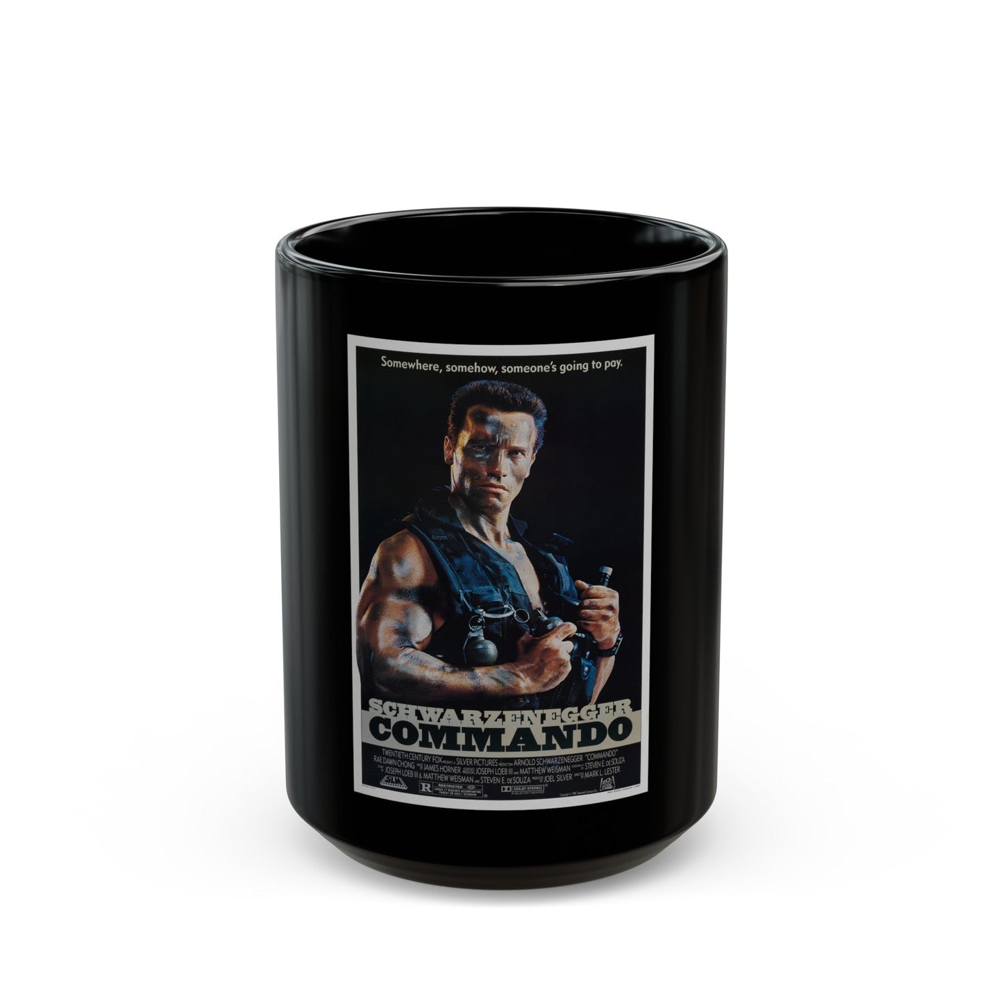 COMMANDO 1985 Movie Poster - Black Coffee Mug-15oz-The Sticker Space