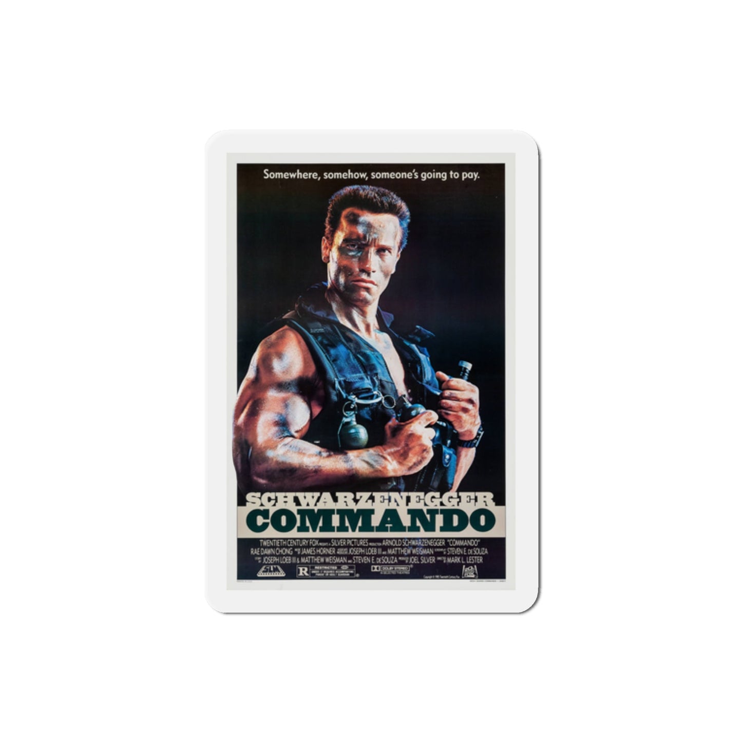 Commando 1985 Movie Poster Die-Cut Magnet-2" x 2"-The Sticker Space