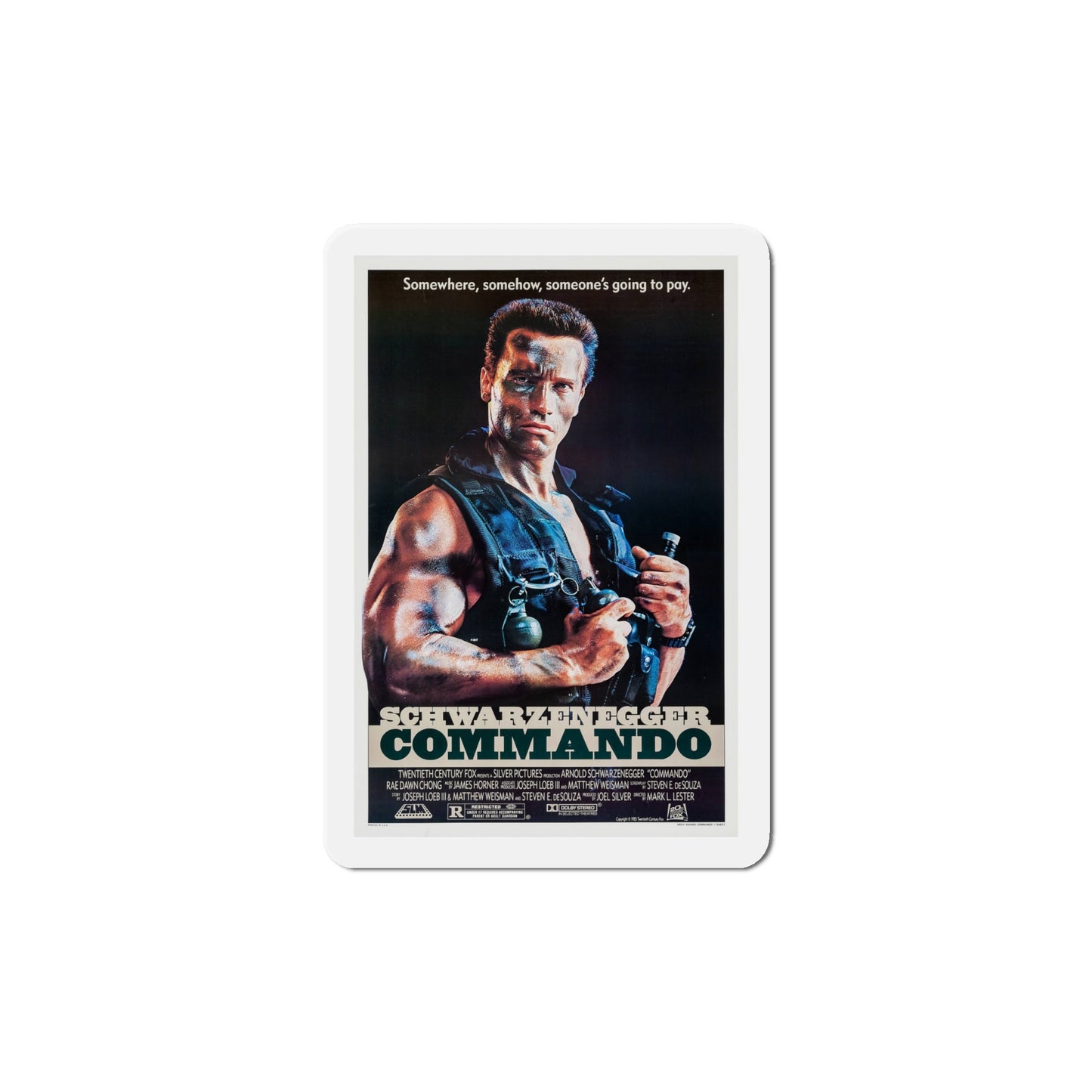 Commando 1985 Movie Poster Die-Cut Magnet-6 × 6"-The Sticker Space