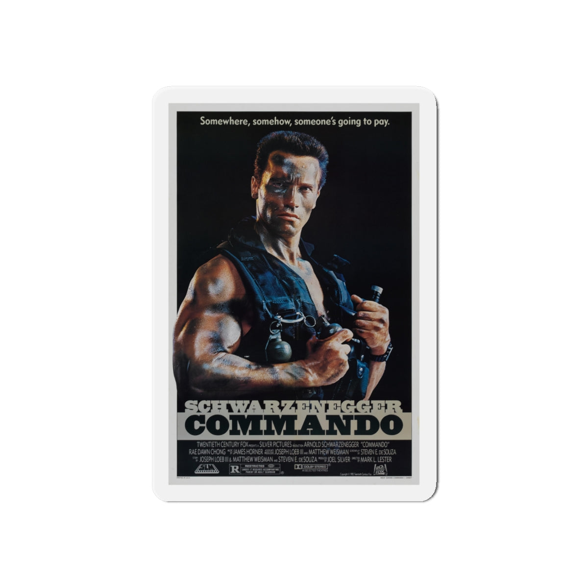 COMMANDO 1985 Movie Poster - Die-Cut Magnet-6 × 6"-The Sticker Space