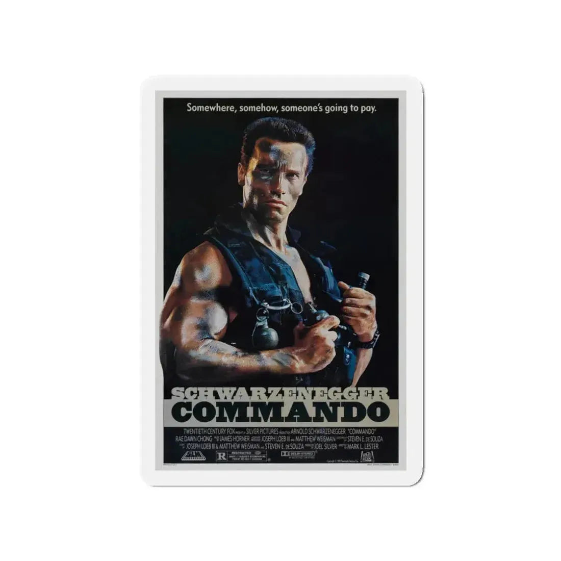 COMMANDO 1985 Movie Poster - Refrigerator Magnet 3 Inch - The Sticker Space