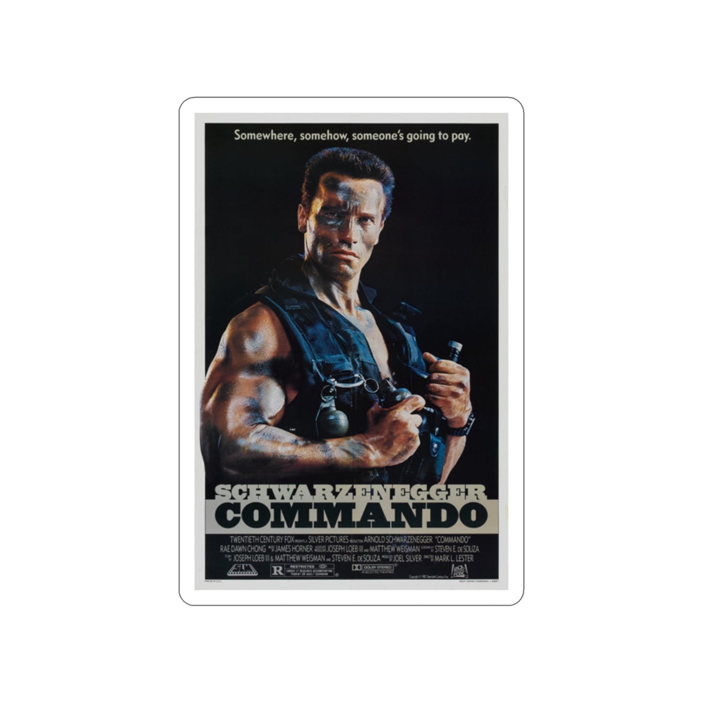 COMMANDO 1985 Movie Poster STICKER Vinyl Die-Cut Decal-2 Inch-The Sticker Space