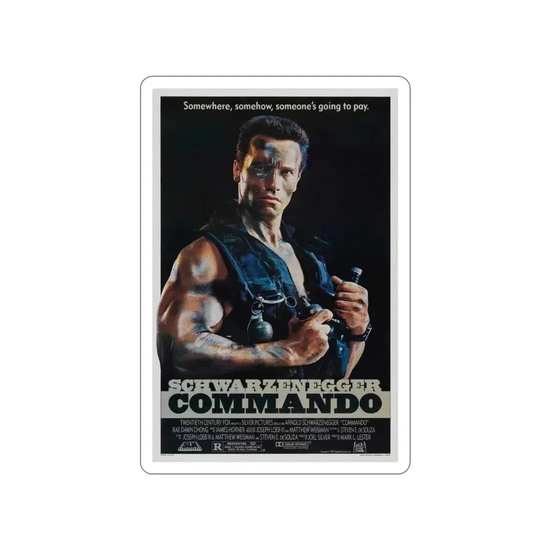 COMMANDO 1985 Movie Poster STICKER Vinyl Die-Cut Decal 3 Inch - The Sticker Space