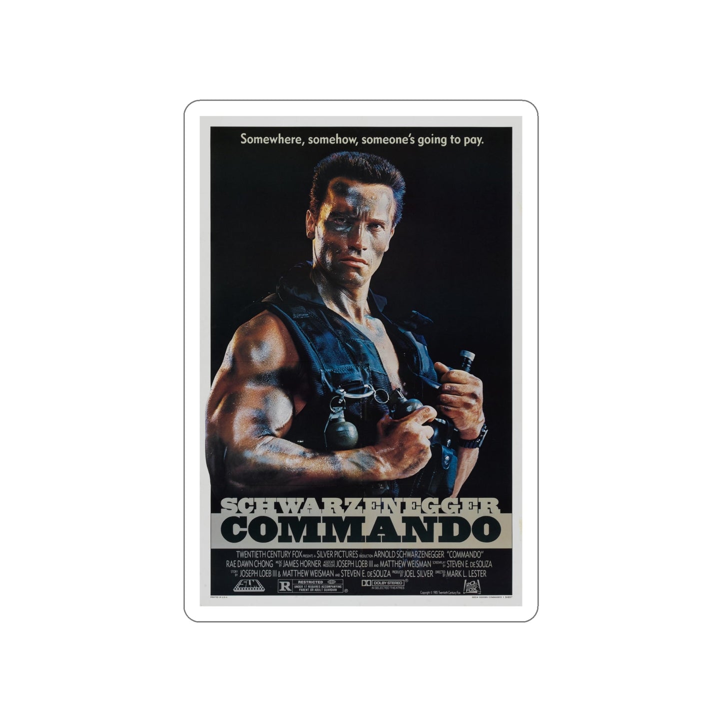 COMMANDO 1985 Movie Poster STICKER Vinyl Die-Cut Decal-6 Inch-The Sticker Space