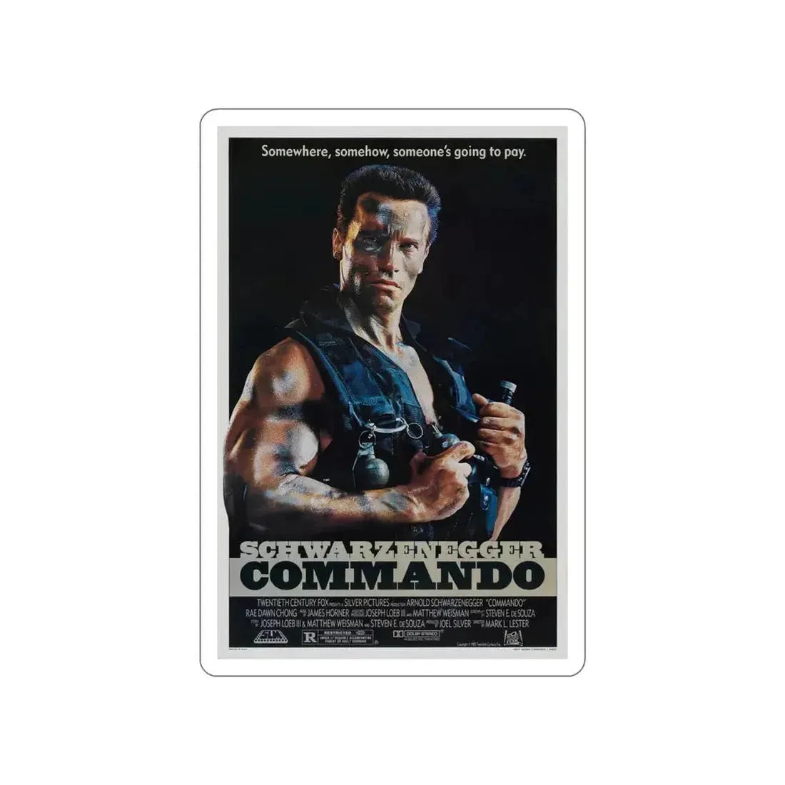 COMMANDO 1985 Movie Poster STICKER Vinyl Die-Cut Decal - The Sticker Space