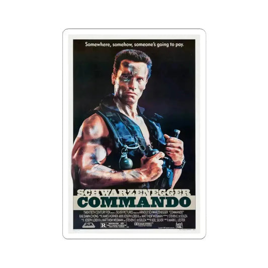 Commando 1985 Movie Poster - STICKER Vinyl Kiss-Cut Decal 2 Inch White - The Sticker Space