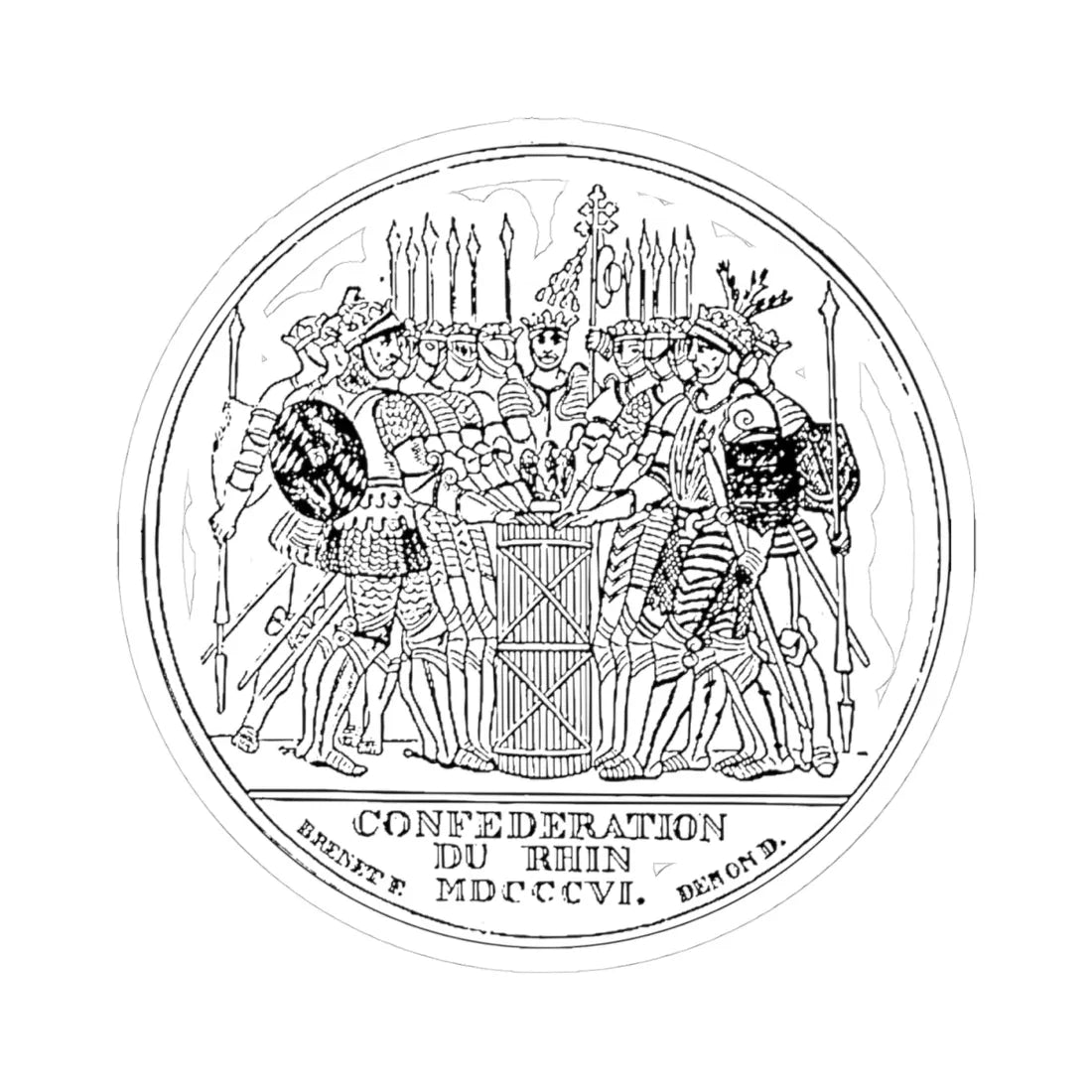 Commemorative Medal of the Rhine Confederation (Germany) (Coat of Arms) STICKER Vinyl Kiss-Cut Decal 4 Inch White - The Sticker Space
