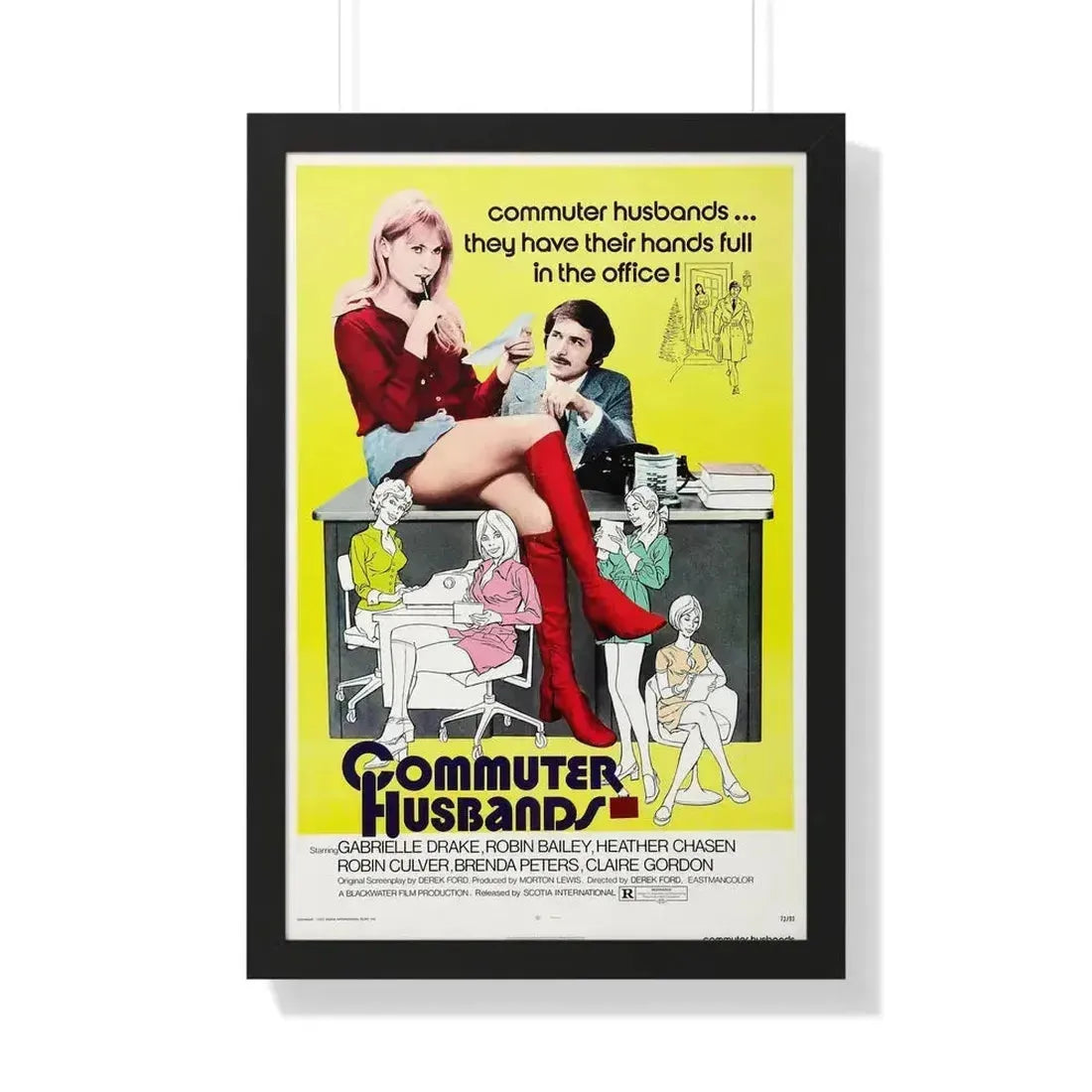 COMMUTER HUSBANDS 1973 - Framed Movie Poster 20" x 30" Black - The Sticker Space