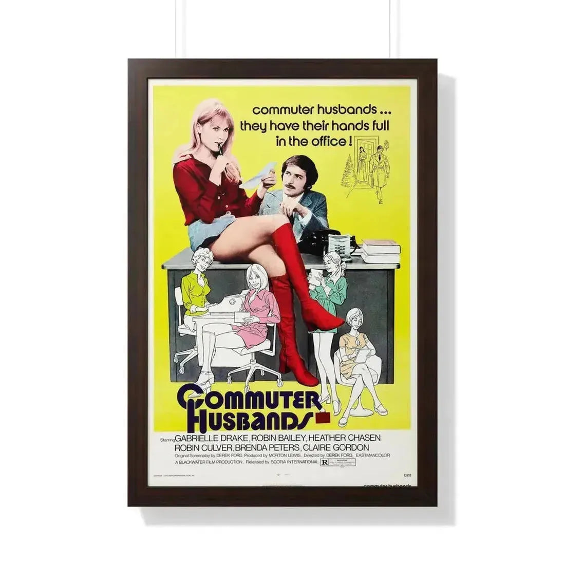 COMMUTER HUSBANDS 1973 - Framed Movie Poster 20" x 30" Walnut - The Sticker Space