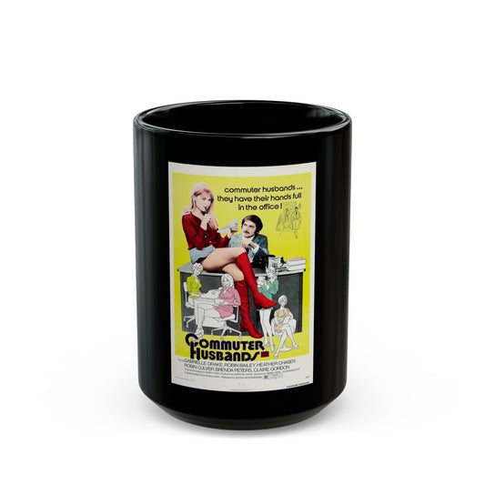 COMMUTER HUSBANDS 1973 Movie Poster - Black Coffee Mug-15oz-The Sticker Space