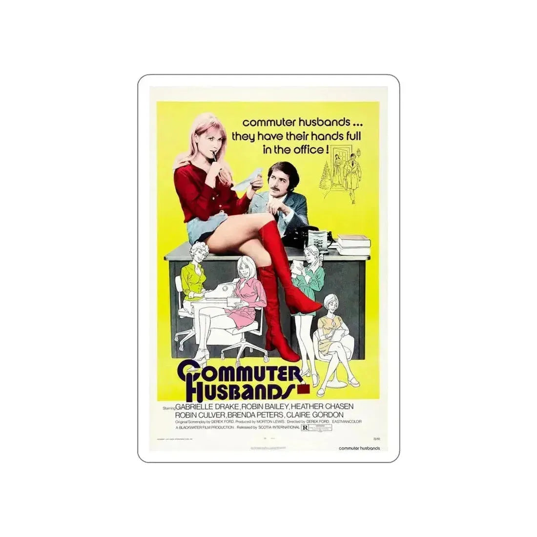 COMMUTER HUSBANDS 1973 Movie Poster STICKER Vinyl Die-Cut Decal 5 Inch - The Sticker Space