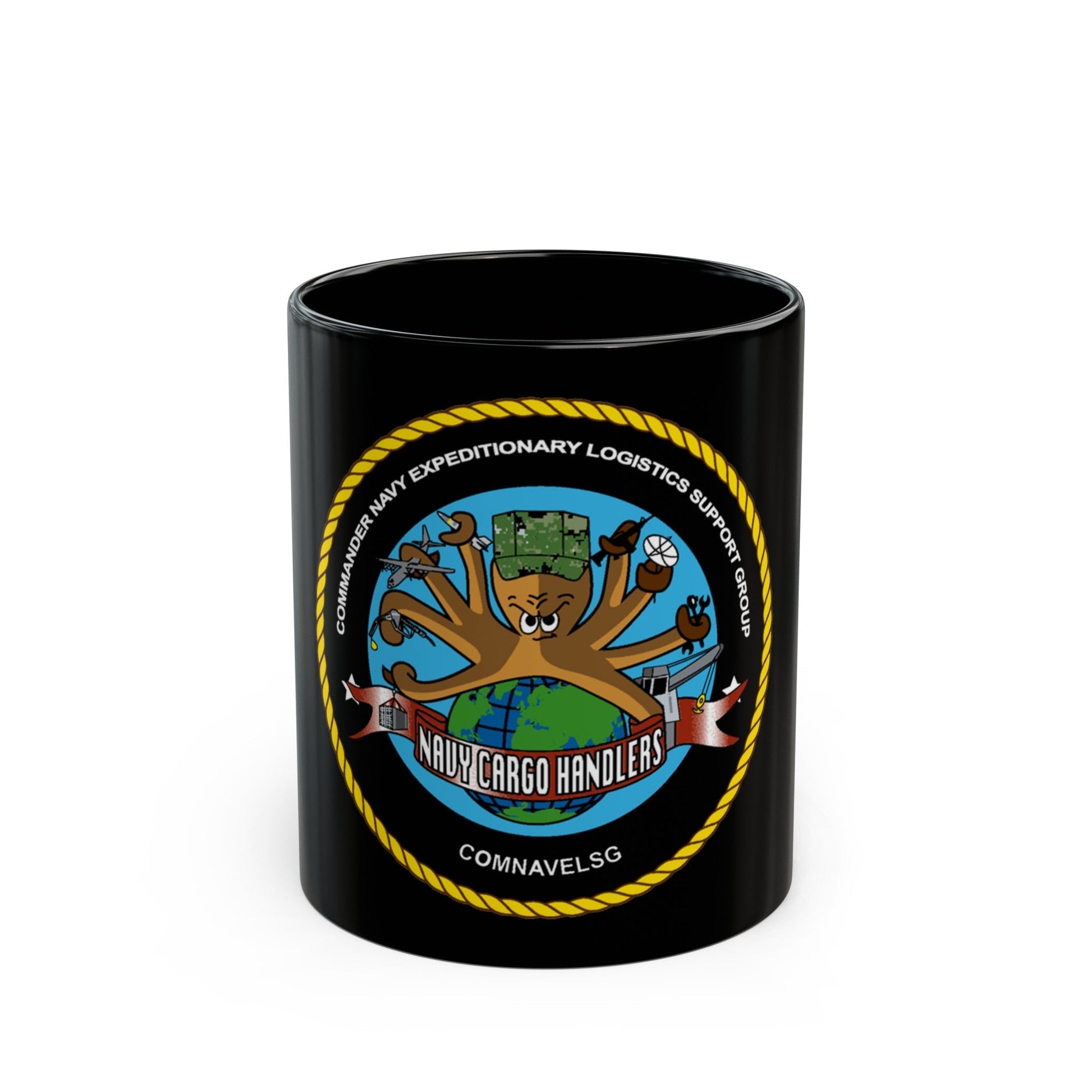 COMNAVELSG Cargo Handlers Commander Navy Expeditionary Logistics Support Group (U.S. Navy) Black Coffee Mug-11oz-The Sticker Space