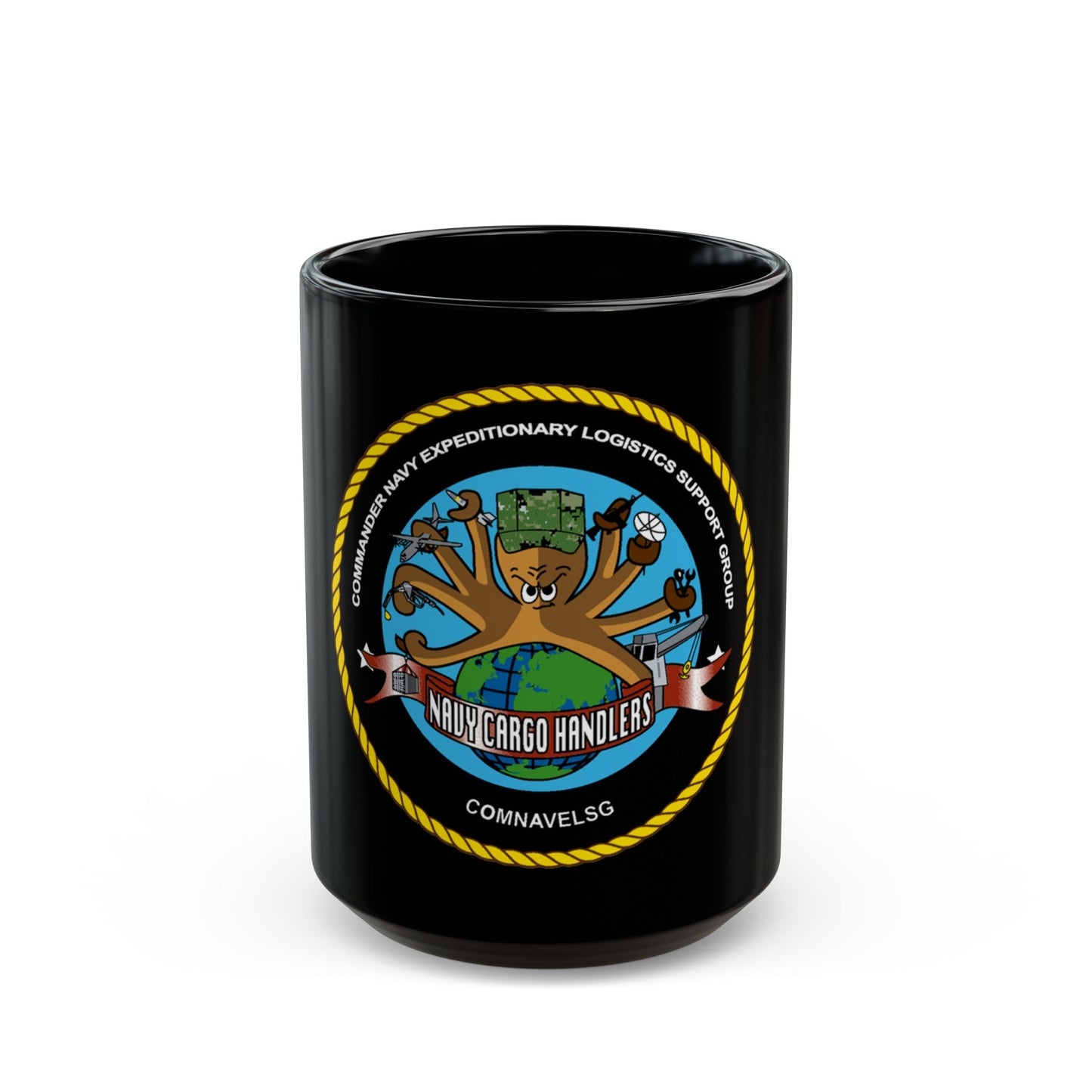 COMNAVELSG Cargo Handlers Commander Navy Expeditionary Logistics Support Group (U.S. Navy) Black Coffee Mug-15oz-The Sticker Space