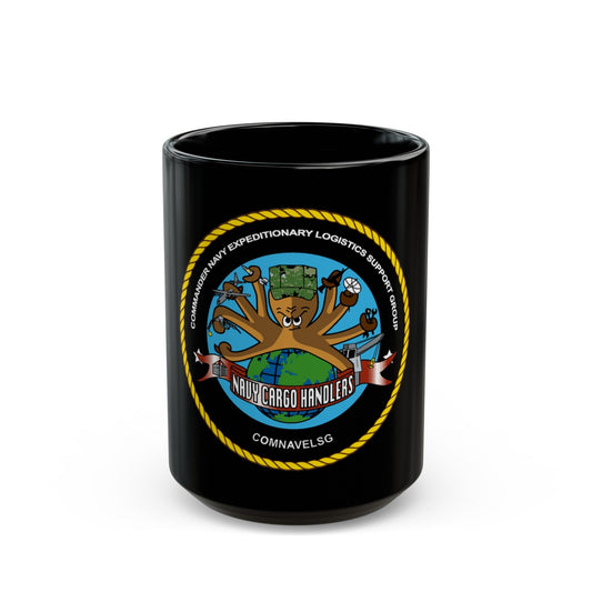 COMNAVELSG Cargo Handlers Commander Navy Expeditionary Logistics Support Group (U.S. Navy) Black Coffee Mug-15oz-The Sticker Space