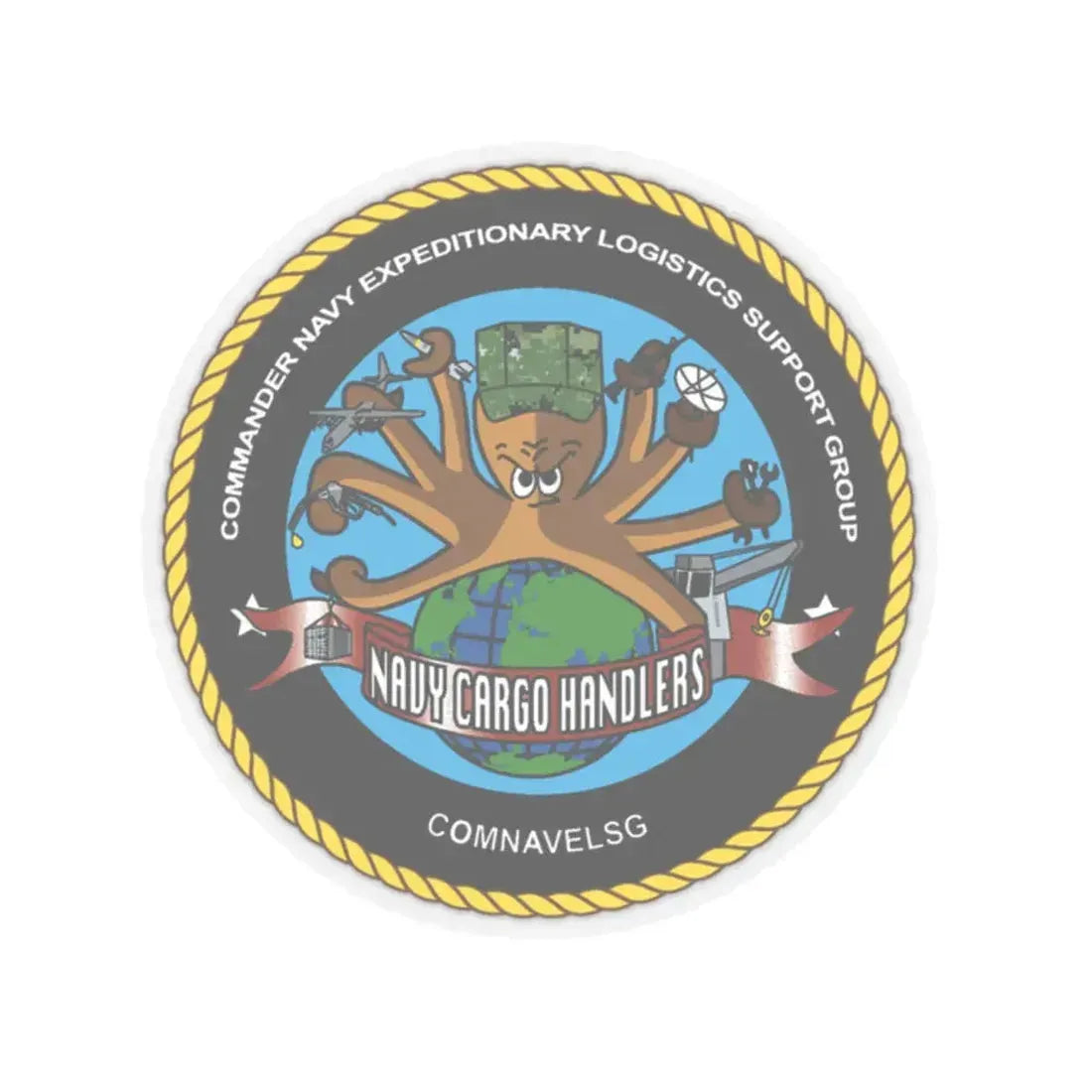 COMNAVELSG Cargo Handlers Commander Navy Expeditionary Logistics Support Group (U.S. Navy) STICKER Vinyl Kiss-Cut Decal 2 Inch Transparent - The Sticker Space