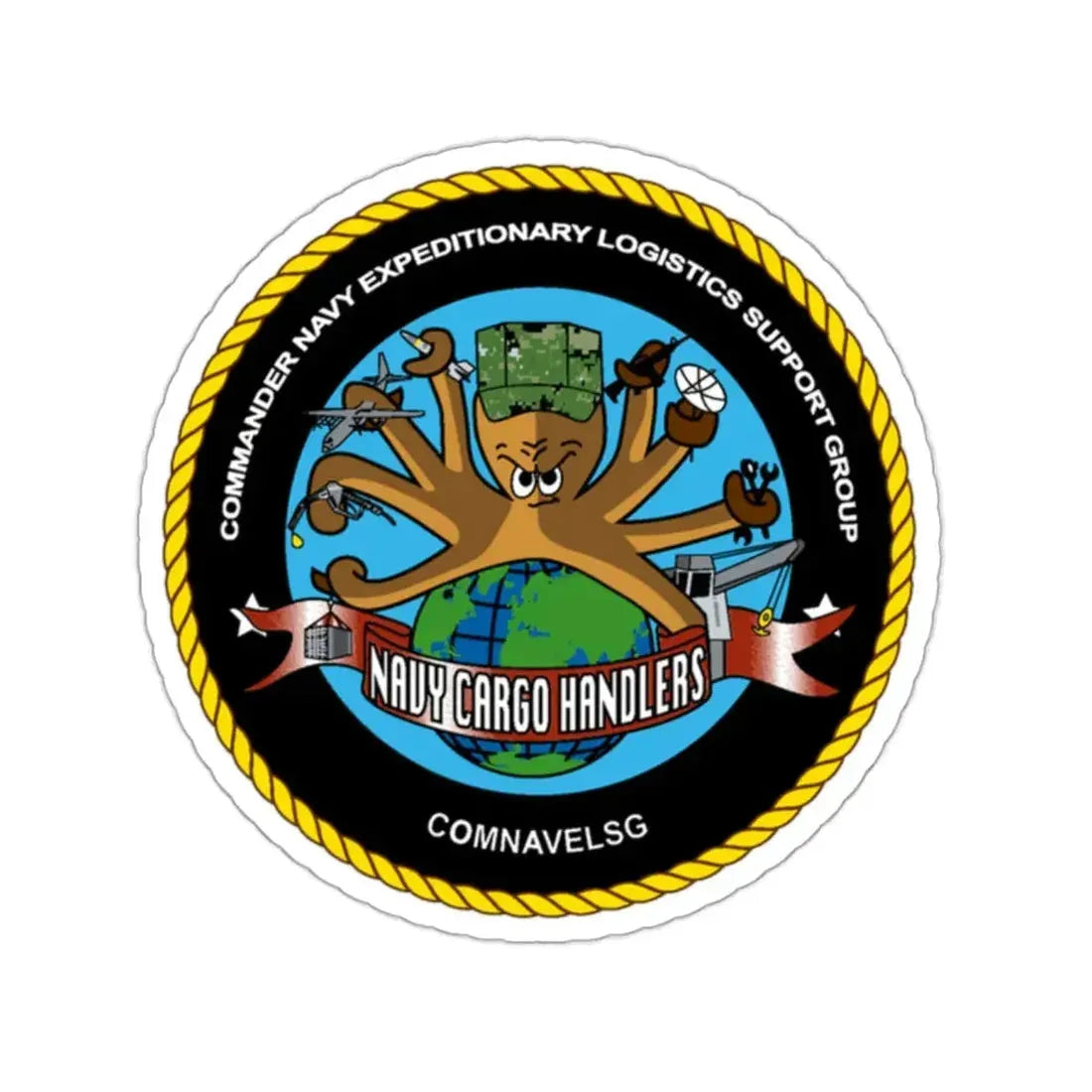 COMNAVELSG Cargo Handlers Commander Navy Expeditionary Logistics Support Group (U.S. Navy) STICKER Vinyl Kiss-Cut Decal 2 Inch White - The Sticker Space