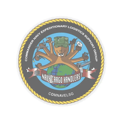 COMNAVELSG Cargo Handlers Commander Navy Expeditionary Logistics Support Group (U.S. Navy) STICKER Vinyl Kiss-Cut Decal 3 Inch Transparent - The Sticker Space