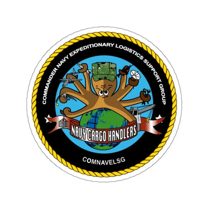 COMNAVELSG Cargo Handlers Commander Navy Expeditionary Logistics Support Group (U.S. Navy) STICKER Vinyl Kiss-Cut Decal 3 Inch White - The Sticker Space