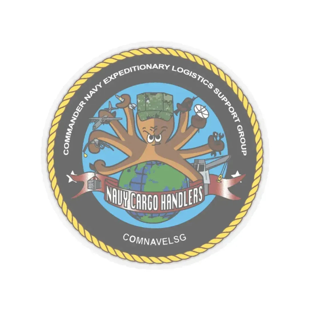 COMNAVELSG Cargo Handlers Commander Navy Expeditionary Logistics Support Group (U.S. Navy) STICKER Vinyl Kiss-Cut Decal 4 Inch Transparent - The Sticker Space