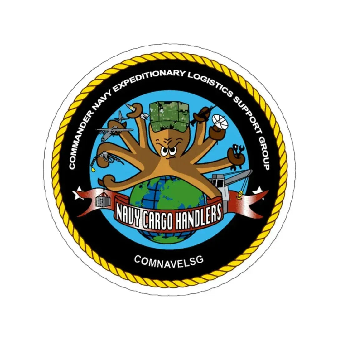 COMNAVELSG Cargo Handlers Commander Navy Expeditionary Logistics Support Group (U.S. Navy) STICKER Vinyl Kiss-Cut Decal 6 Inch White - The Sticker Space