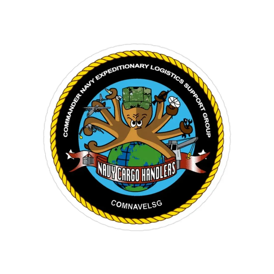 COMNAVELSG Cargo Handlers Commander Navy Expeditionary Logistics Support Group (U.S. Navy) Transparent STICKER Die-Cut Vinyl Decal 2 Inch Transparent - The Sticker Space