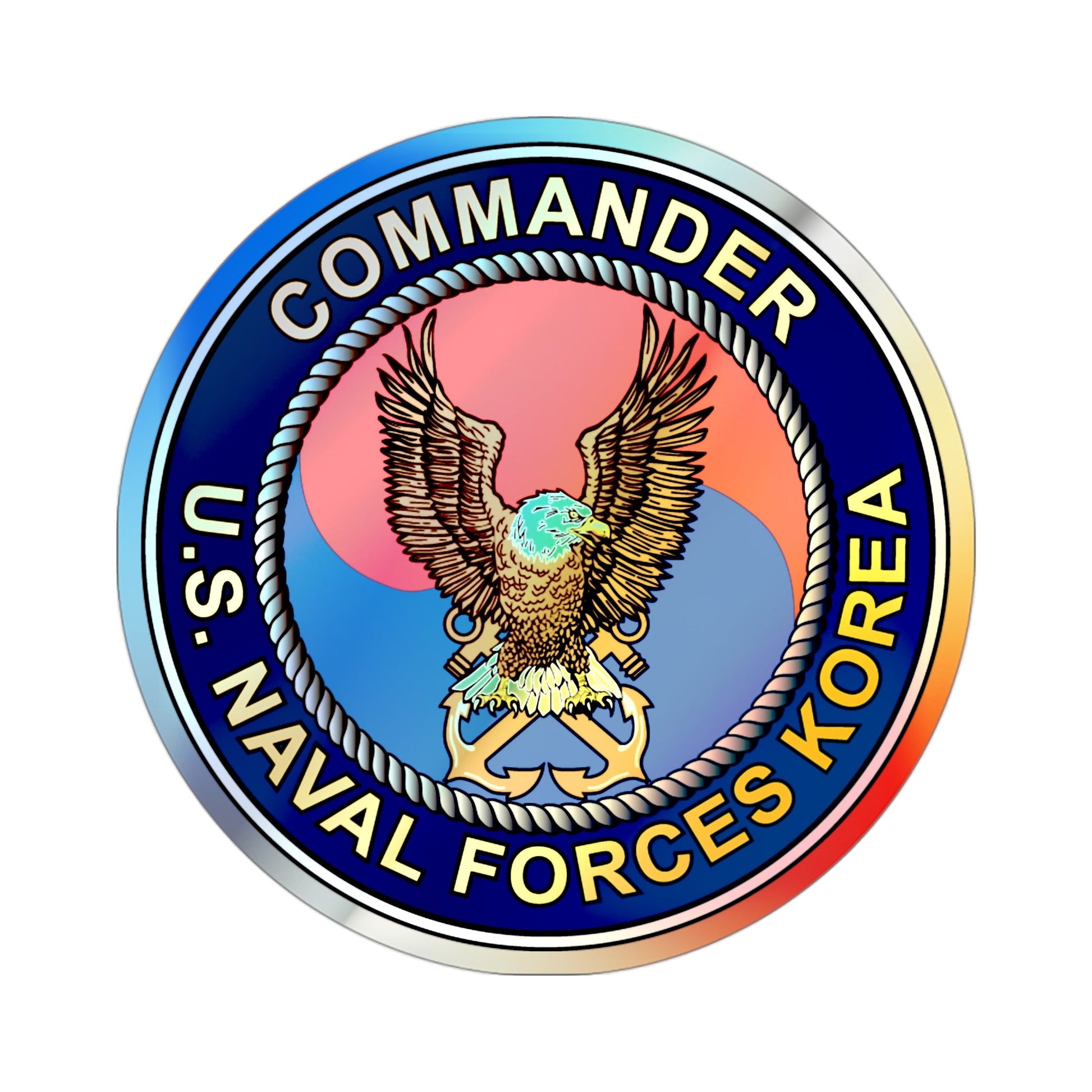 COMNAVFOR Korea Commander Naval Forces Korea (U.S. Navy) Holographic STICKER Die-Cut Vinyl Decal-3 Inch-The Sticker Space