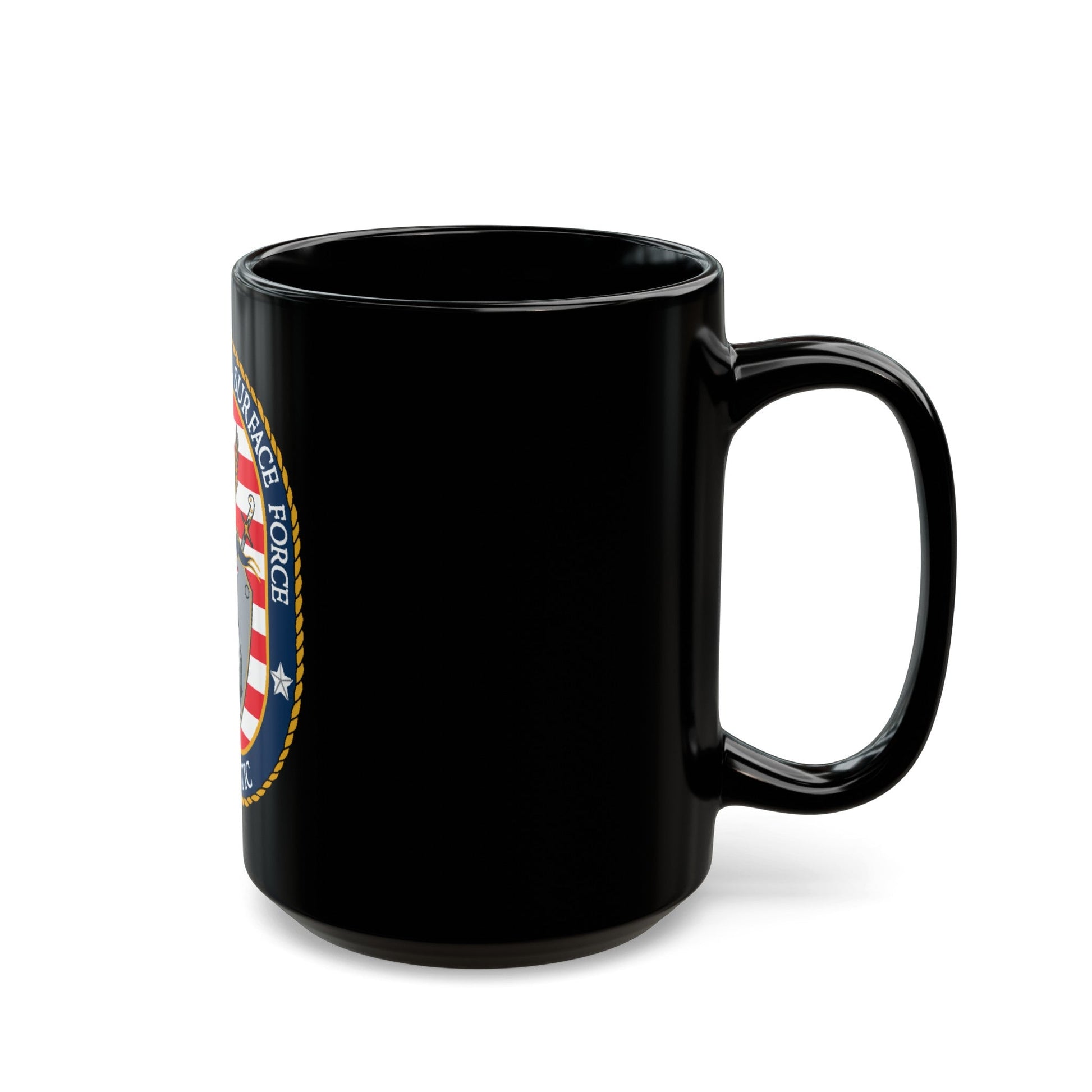 COMNAVSURFLANT N44 Commander Naval Surface Force Atlantic (U.S. Navy) Black Coffee Mug-The Sticker Space