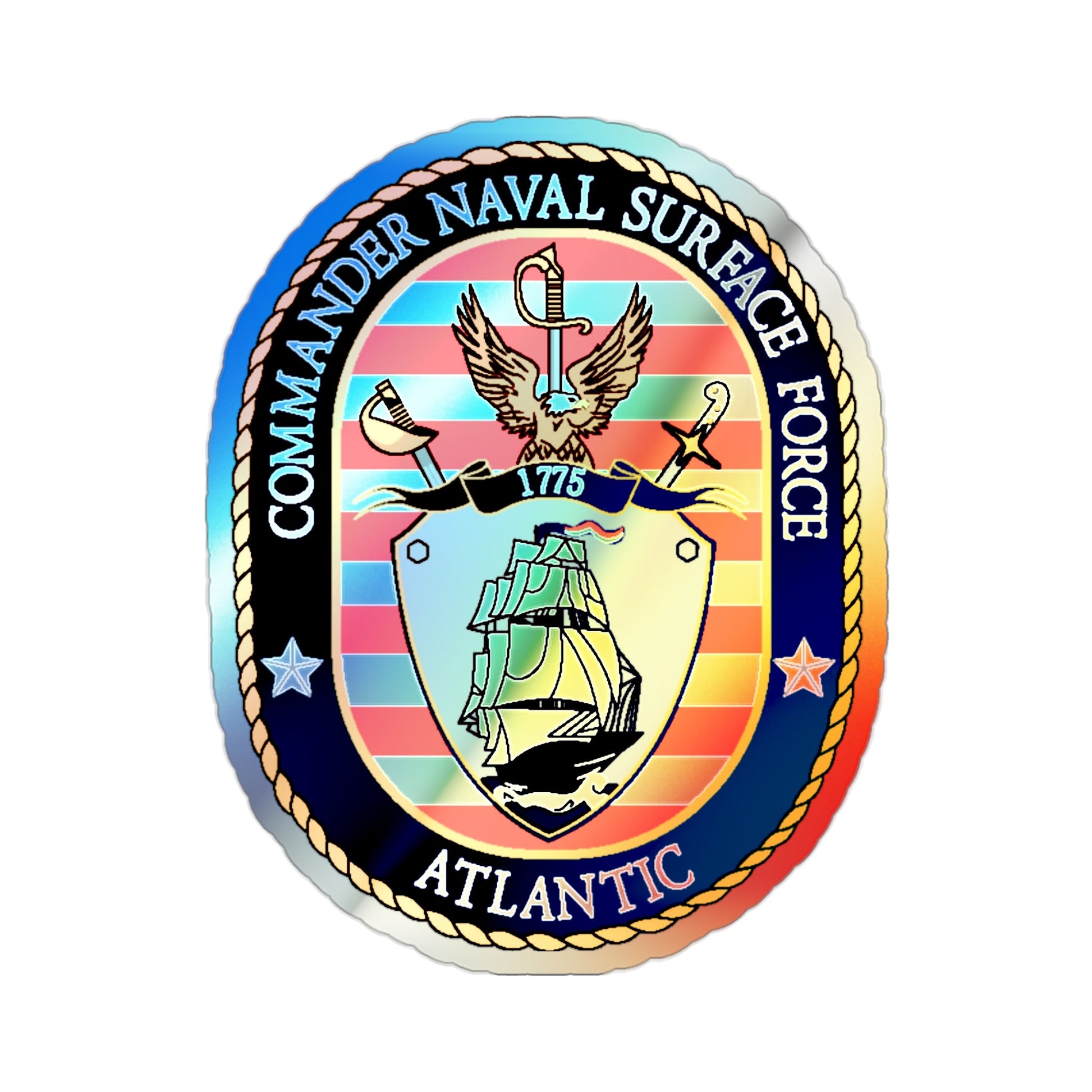 COMNAVSURFLANT N44 Commander Naval Surface Force Atlantic (U.S. Navy) Holographic STICKER Die-Cut Vinyl Decal-2 Inch-The Sticker Space