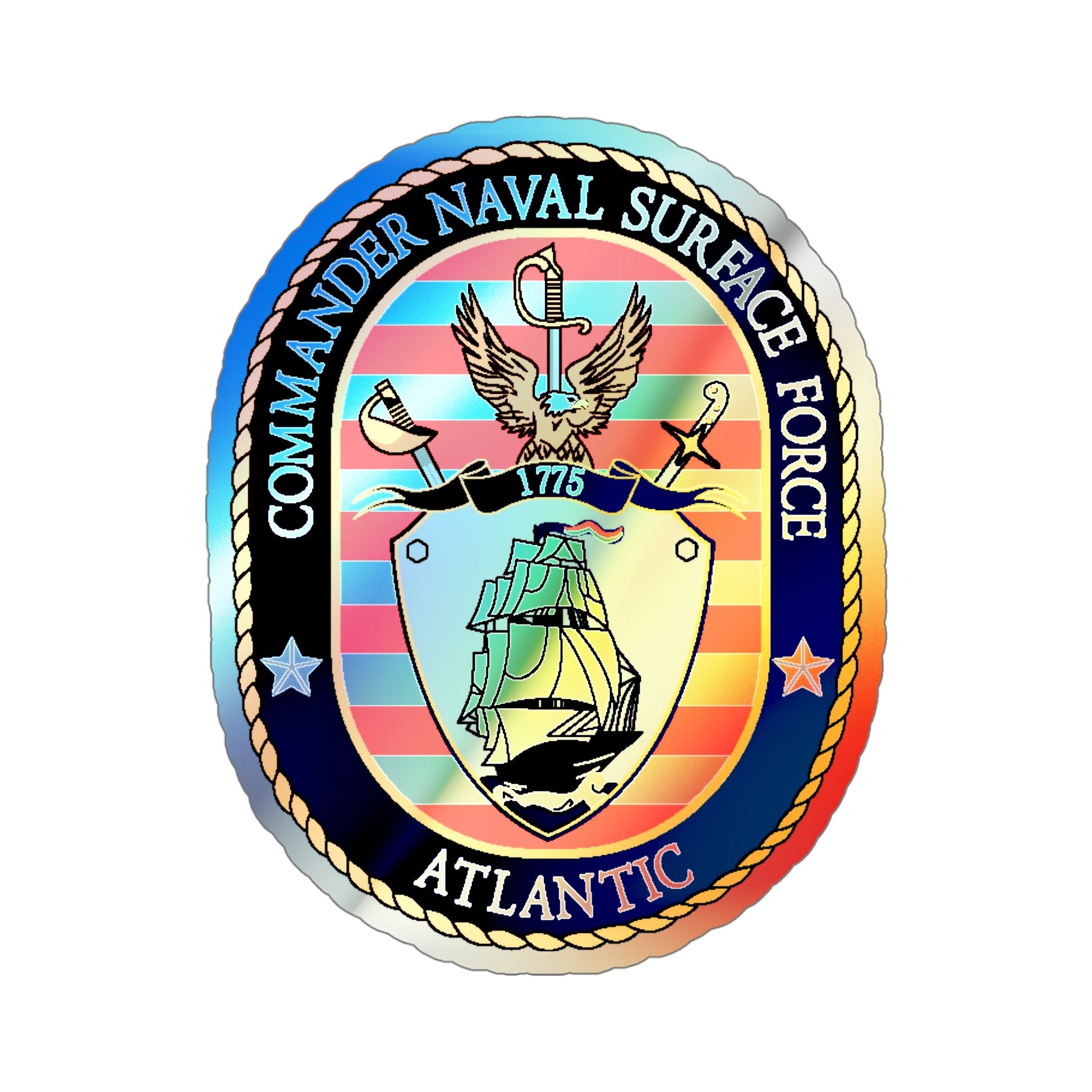 COMNAVSURFLANT N44 Commander Naval Surface Force Atlantic (U.S. Navy) Holographic STICKER Die-Cut Vinyl Decal-5 Inch-The Sticker Space