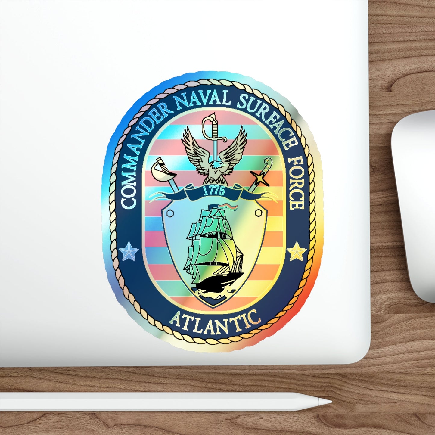 COMNAVSURFLANT N44 Commander Naval Surface Force Atlantic (U.S. Navy) Holographic STICKER Die-Cut Vinyl Decal-The Sticker Space