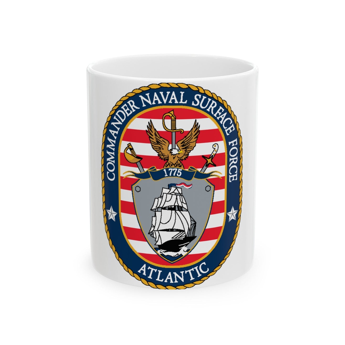 COMNAVSURFLANT N44 Commander Naval Surface Force Atlantic (U.S. Navy) White Coffee Mug-11oz-The Sticker Space