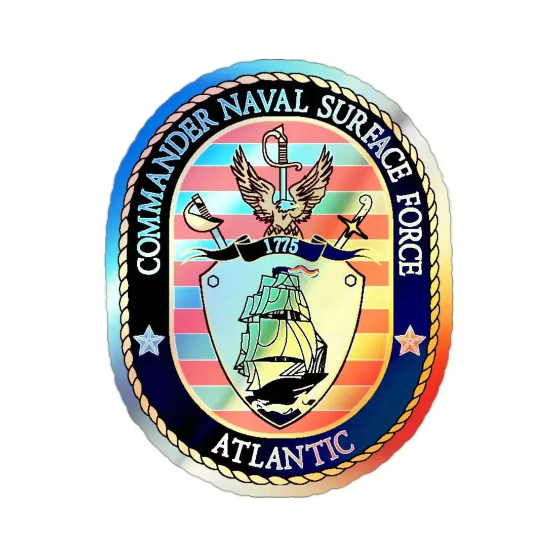 COMNAVSURFLANT N44 Commander Naval Surface Force Atlantic (U.S. Navy) Holographic STICKER Die-Cut Vinyl Decal - The Sticker Space