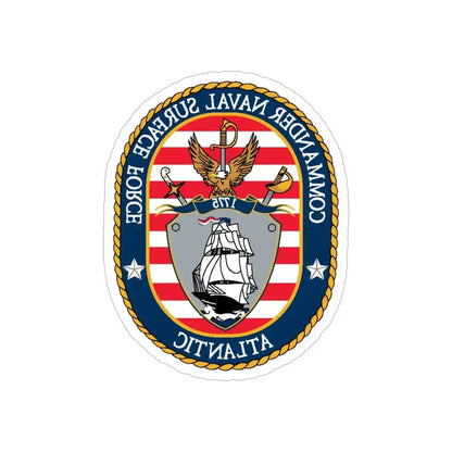 COMNAVSURFLANT N44 Commander Naval Surface Force Atlantic (U.S. Navy) REVERSE PRINT Transparent Die-Cut STICKER 5 Inch Die-Cut Transparent - The Sticker Space