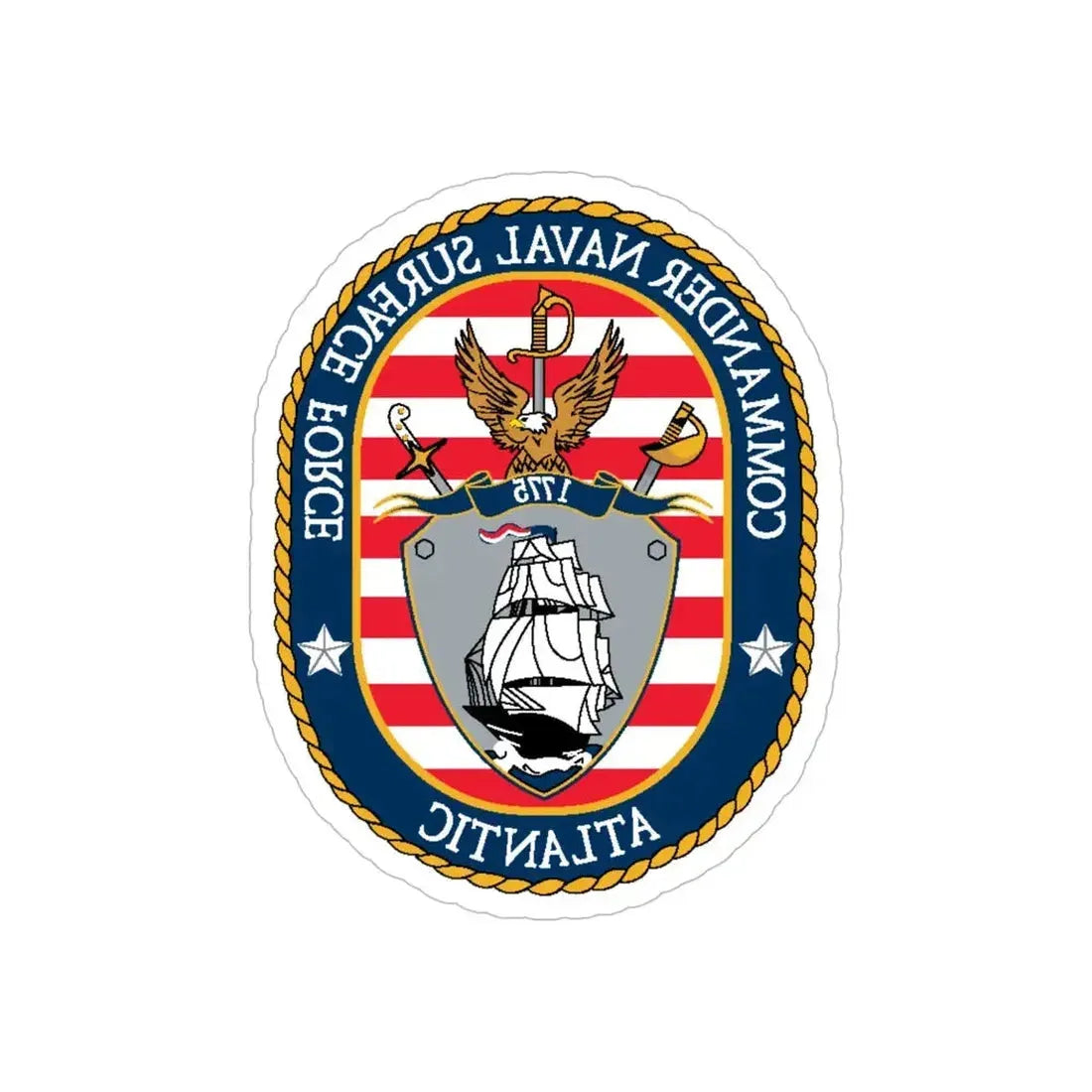 COMNAVSURFLANT N44 Commander Naval Surface Force Atlantic (U.S. Navy) REVERSE PRINT Transparent Die-Cut STICKER 6 Inch Die-Cut Transparent - The Sticker Space