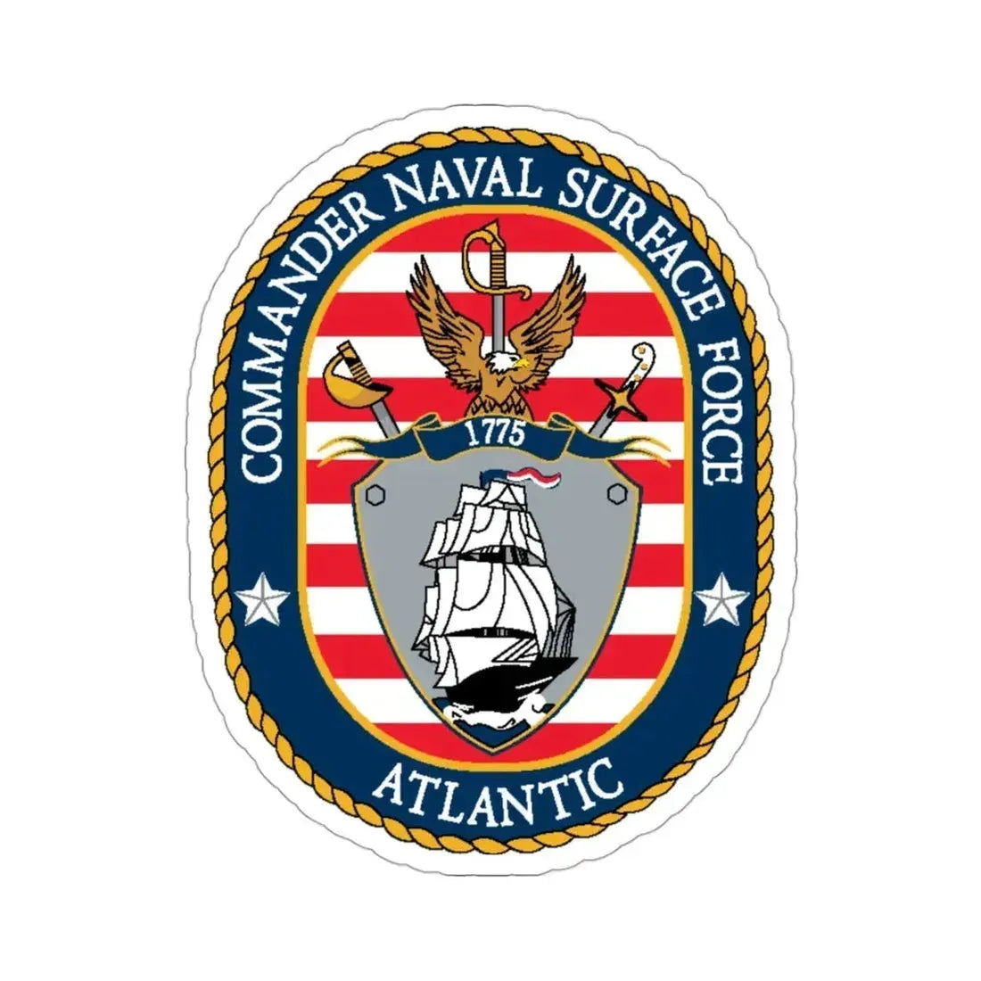 COMNAVSURFLANT N44 Commander Naval Surface Force Atlantic (U.S. Navy) STICKER Vinyl Die-Cut Decal 3 Inch - The Sticker Space