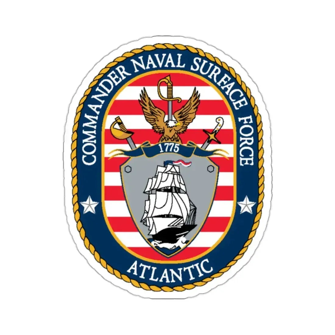COMNAVSURFLANT N44 Commander Naval Surface Force Atlantic (U.S. Navy) STICKER Vinyl Kiss-Cut Decal 2 Inch White - The Sticker Space