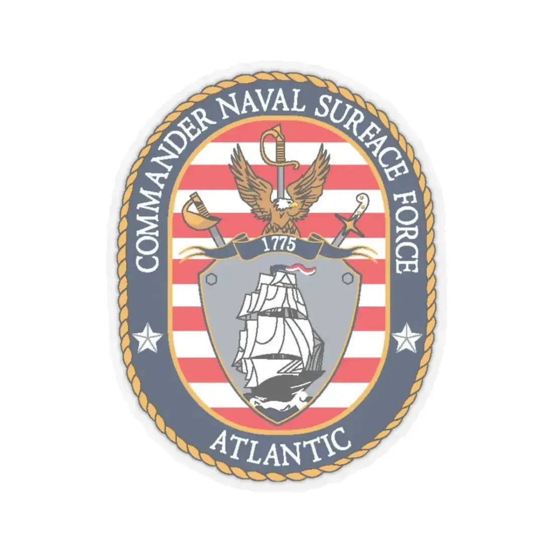 COMNAVSURFLANT N44 Commander Naval Surface Force Atlantic (U.S. Navy) STICKER Vinyl Kiss-Cut Decal 3 Inch Transparent - The Sticker Space