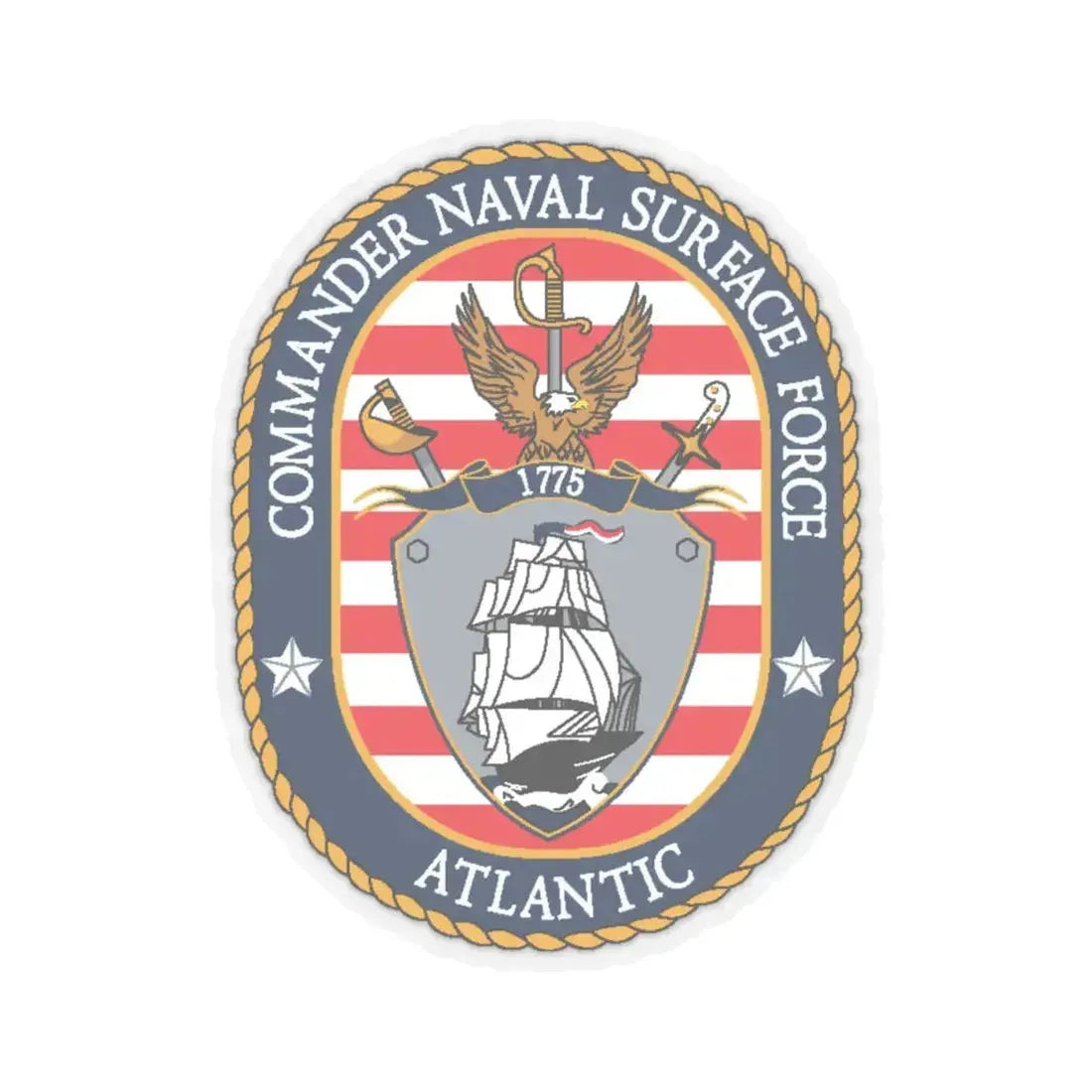 COMNAVSURFLANT N44 Commander Naval Surface Force Atlantic (U.S. Navy) STICKER Vinyl Kiss-Cut Decal 4 Inch Transparent - The Sticker Space