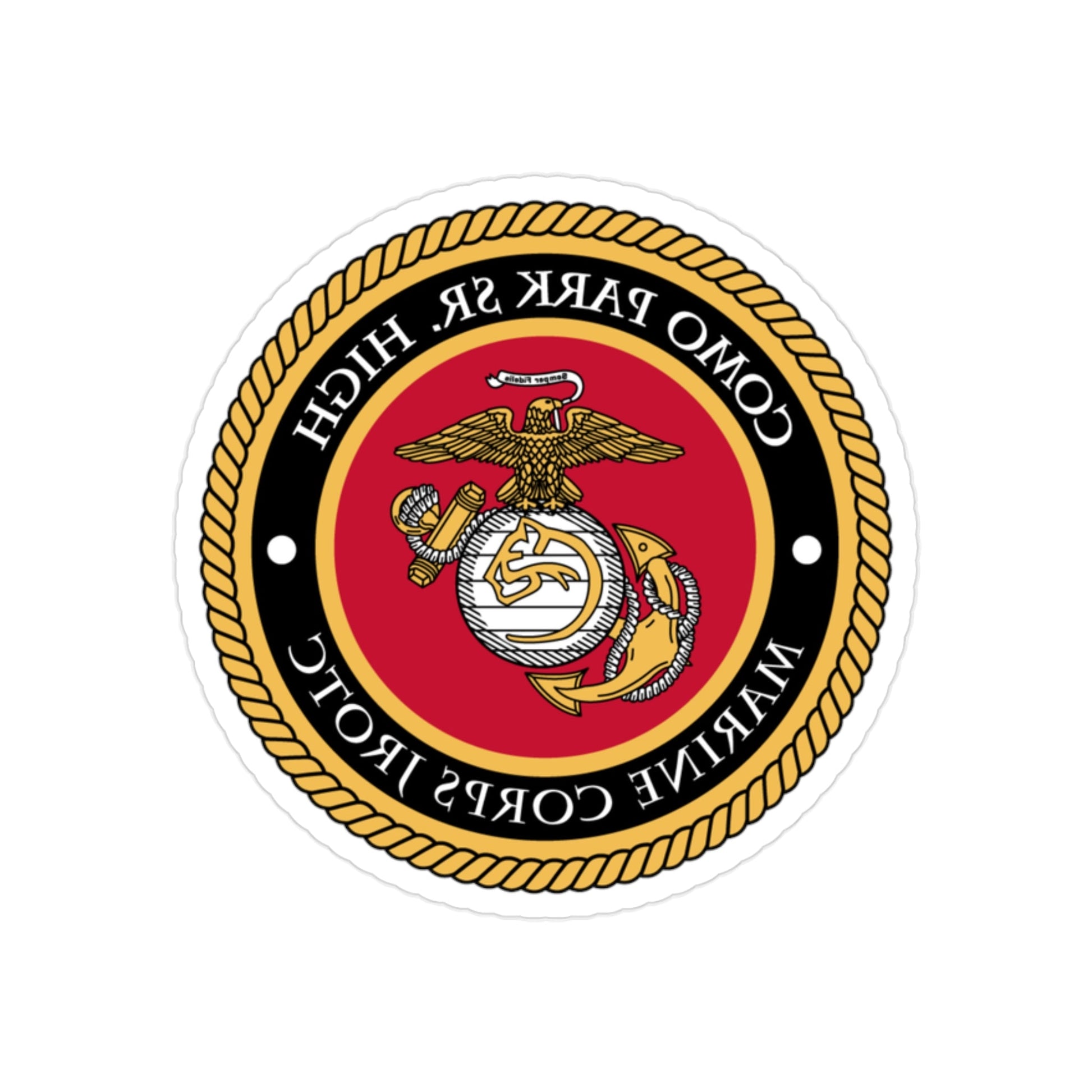 Como Park Sr High Marine Corps Jrotc (USMC) REVERSE PRINT Transparent STICKER-2" × 2"-The Sticker Space