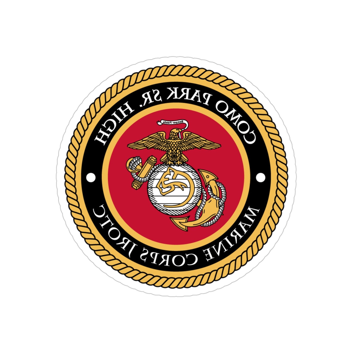 Como Park Sr High Marine Corps Jrotc (USMC) REVERSE PRINT Transparent STICKER-4" × 4"-The Sticker Space