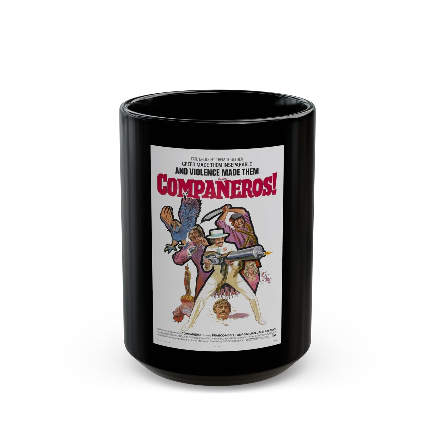 COMPANEROS 1970 Movie Poster - Black Coffee Mug-15oz-The Sticker Space