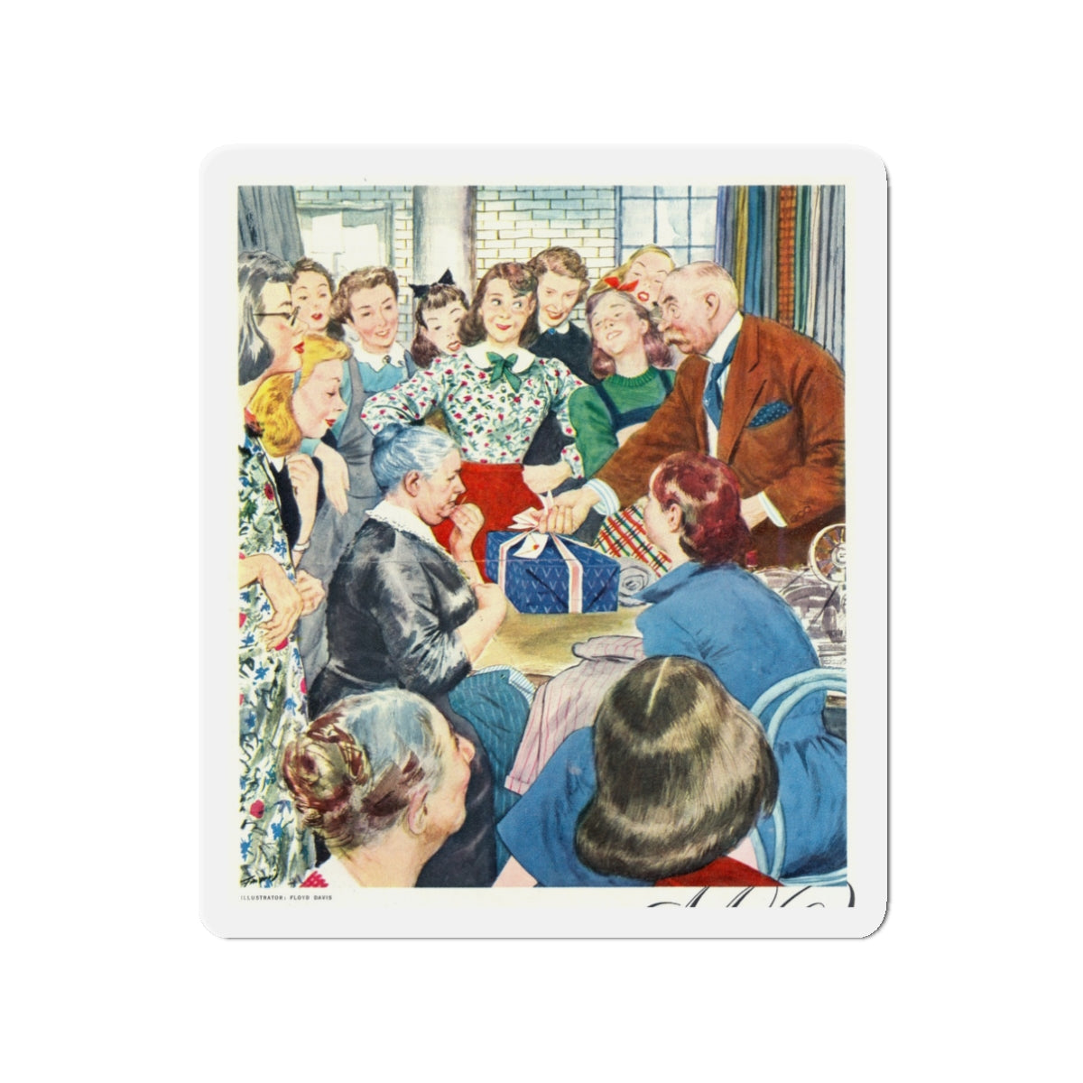 Companion Illustration, December 1941 (Magazine Illustration) Refrigerator Magnet-3" x 3"-The Sticker Space