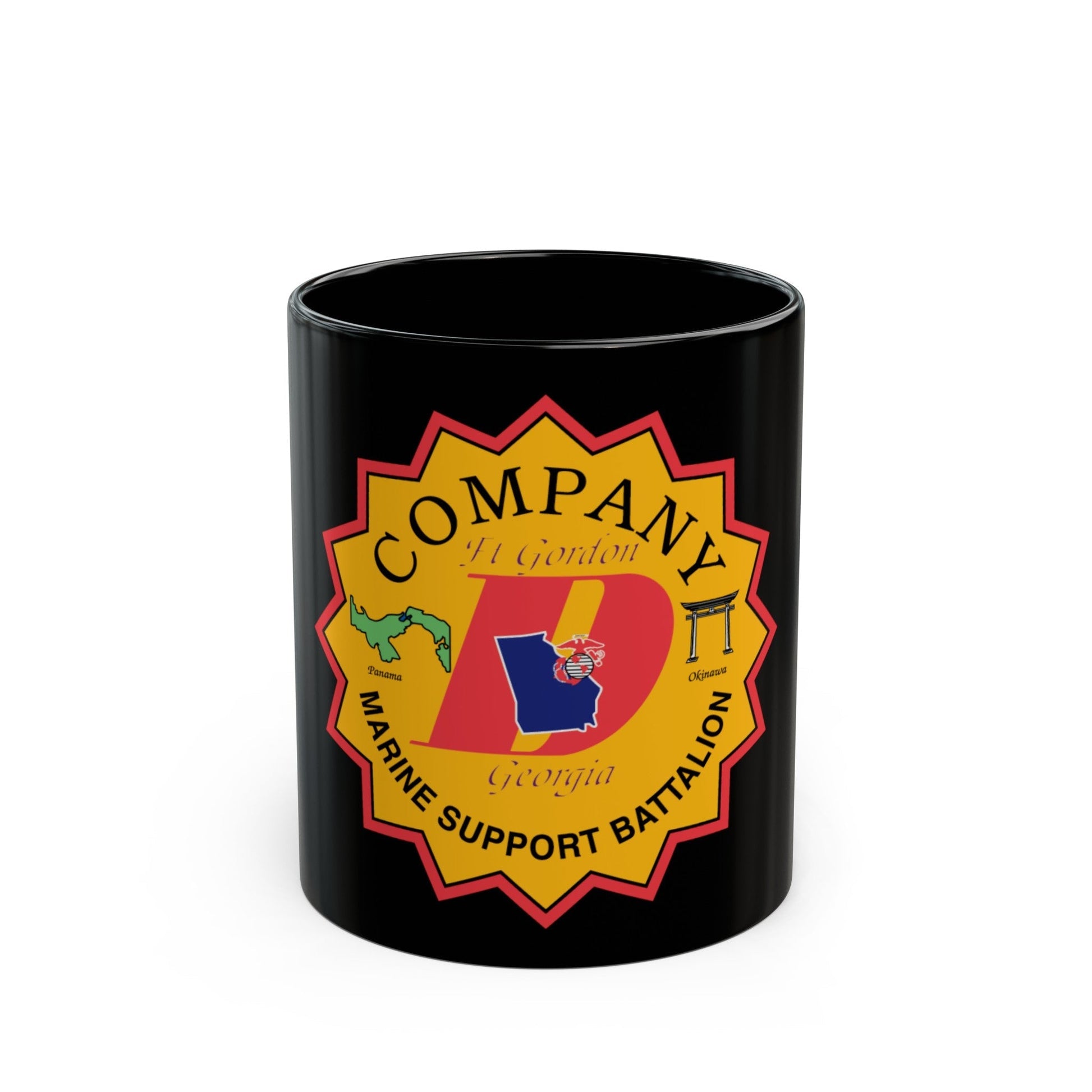 Company D Georgia (USMC) Black Coffee Mug-11oz-The Sticker Space