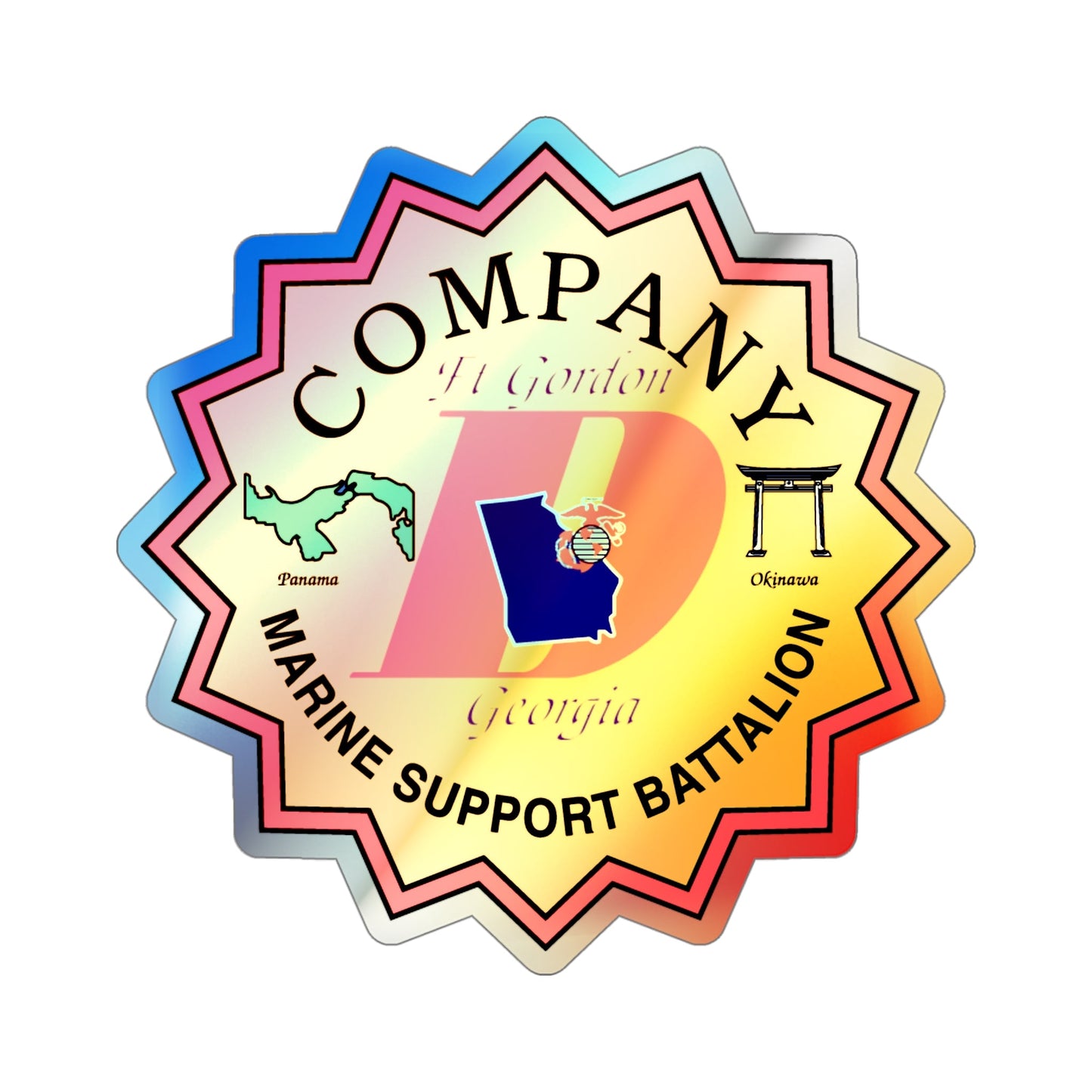 Company D Georgia (USMC) Holographic STICKER Die-Cut Vinyl Decal-5 Inch-The Sticker Space