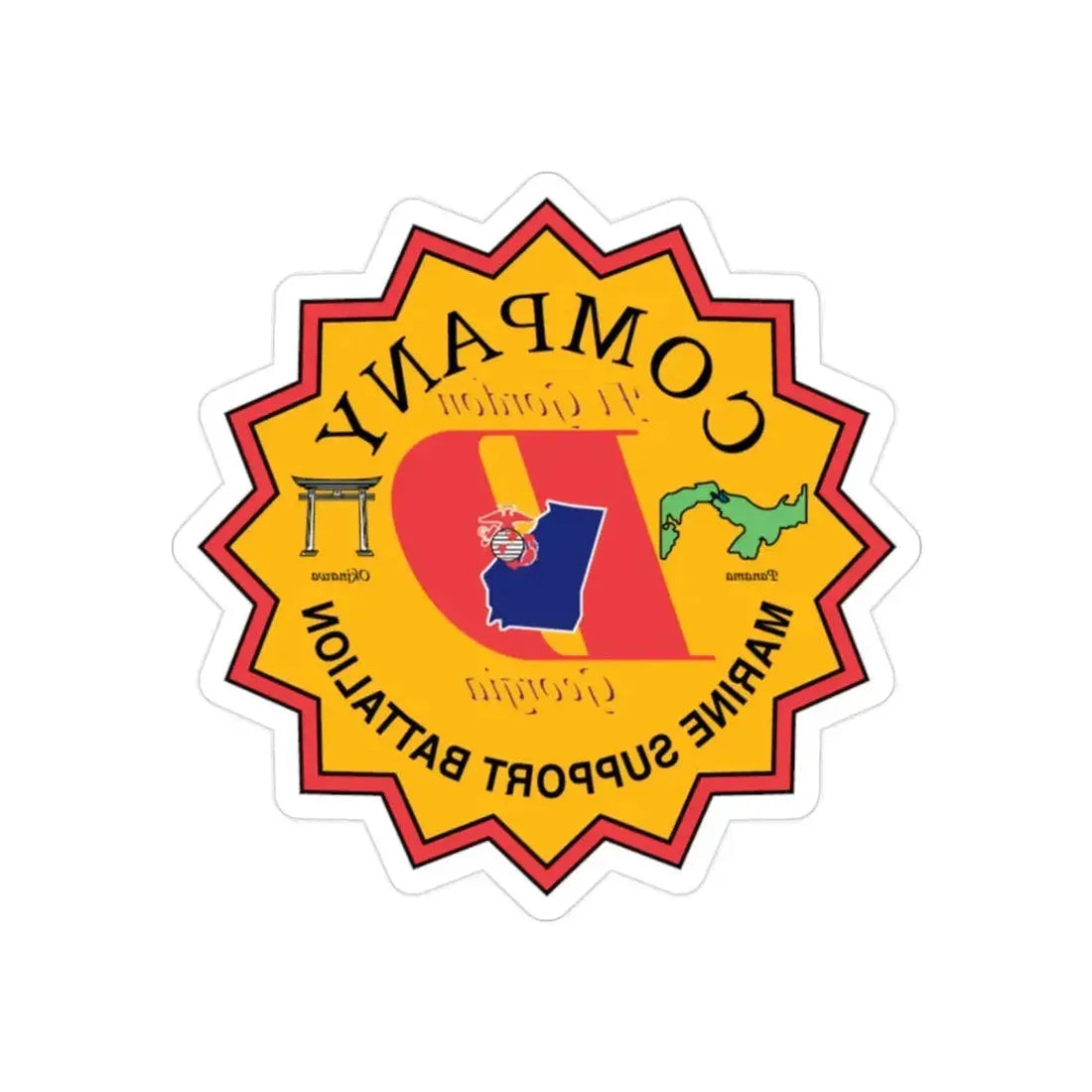 Company D Georgia (USMC) REVERSE PRINT Transparent Die-Cut STICKER - The Sticker Space