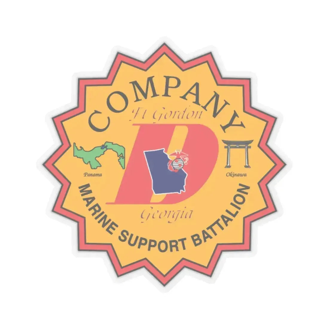 Company D Georgia (USMC) STICKER Vinyl Kiss-Cut Decal 4 Inch Transparent - The Sticker Space