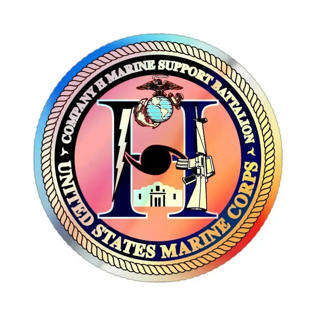 COMPANY H MARINE (USMC) Holographic STICKER Die-Cut Vinyl Decal 2 Inch Holographic - The Sticker Space