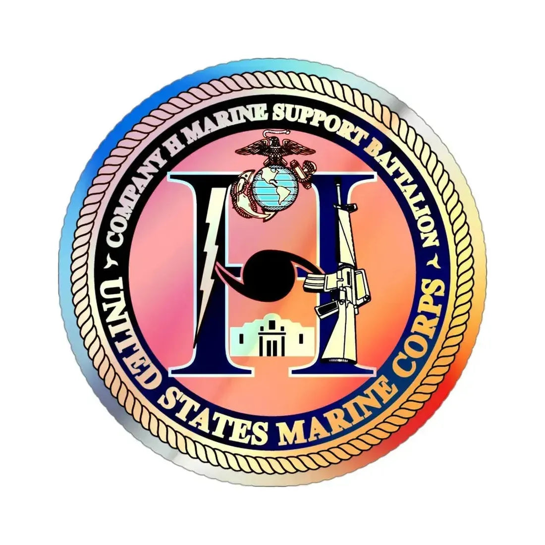 COMPANY H MARINE (USMC) Holographic STICKER Die-Cut Vinyl Decal 3 Inch Holographic - The Sticker Space