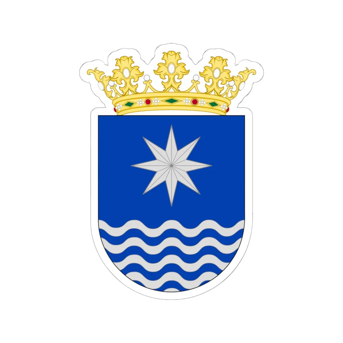 Compostela Old Shield (Costa Rica) (Coat of Arms) STICKER Vinyl Kiss-Cut Decal 6 Inch White - The Sticker Space