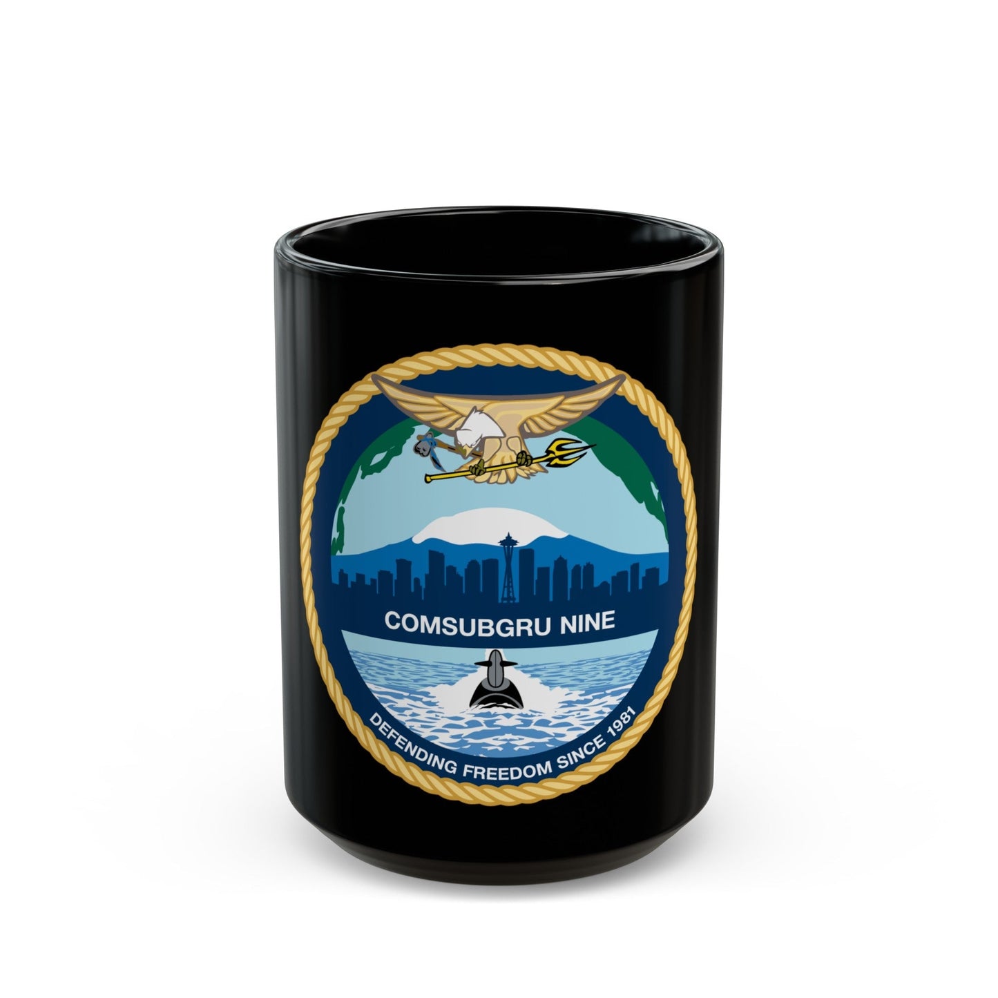 COMSUBGRU 9 Commander Submarine Group 9 (U.S. Navy) Black Coffee Mug-15oz-The Sticker Space